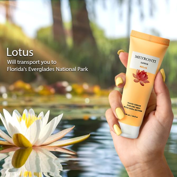 Lotus scented hand cream for dry cracked hands, hand lotion travel size, mini purse essentials, travel size moisturizer, mini lotions, dry hands treatment lotion for extremely dry skin 30ml/1.0 fl Oz