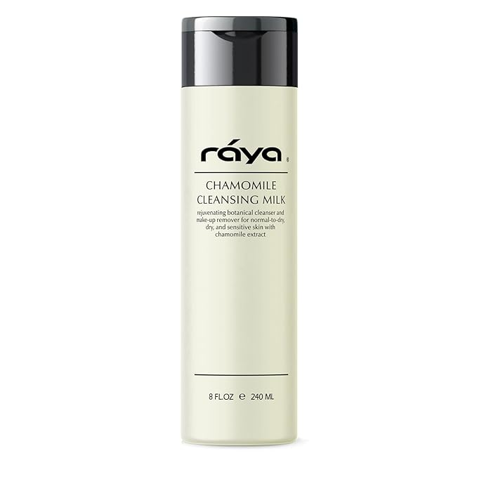 Raya Chamomile Facial Cleansing Milk 8 oz (152) | Gentle, Soap-Free Fluid Cleanser and Make-Up Removing Lotion for Dry and Sensitive Skin | Helps Calm Irritations and Refine Pores