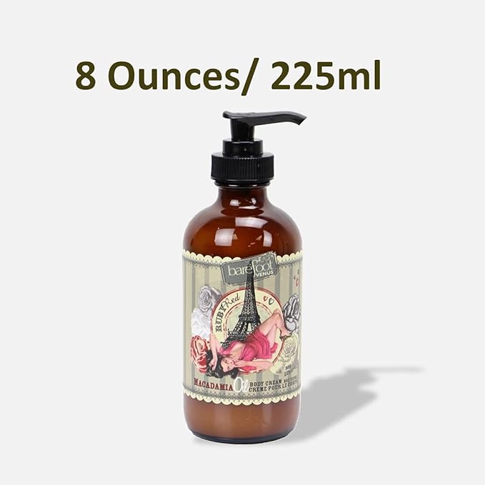 Barefoot Venus Macadamia Nut Oil and Almond Oil Body Cream 225 ML / 8 Oz (Ruby Red)