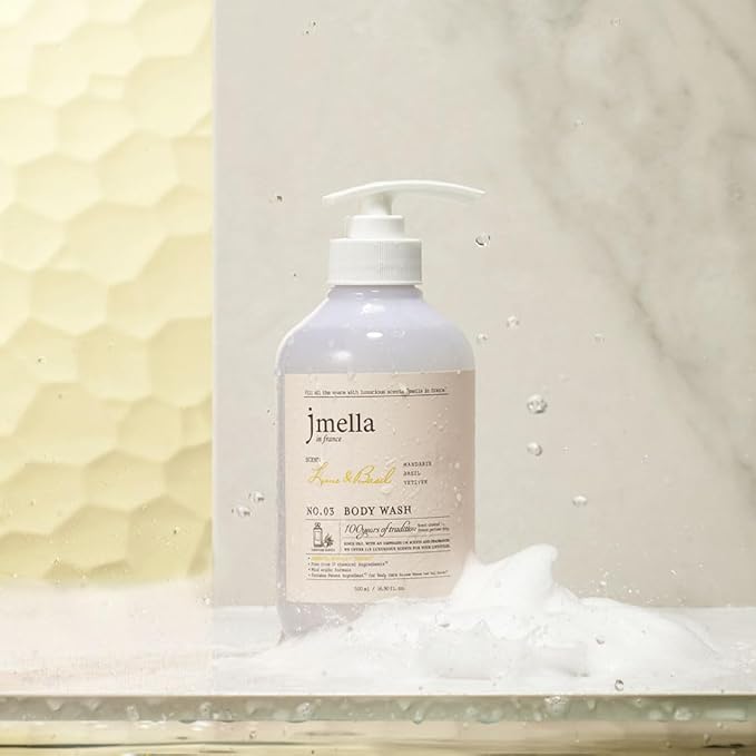 jmella in france Lime and Basil Body Wash Wash -luxury fragrance Made by French Performer- Chemical free-Free From 7 kinds of Paraben -33.8 FLoz