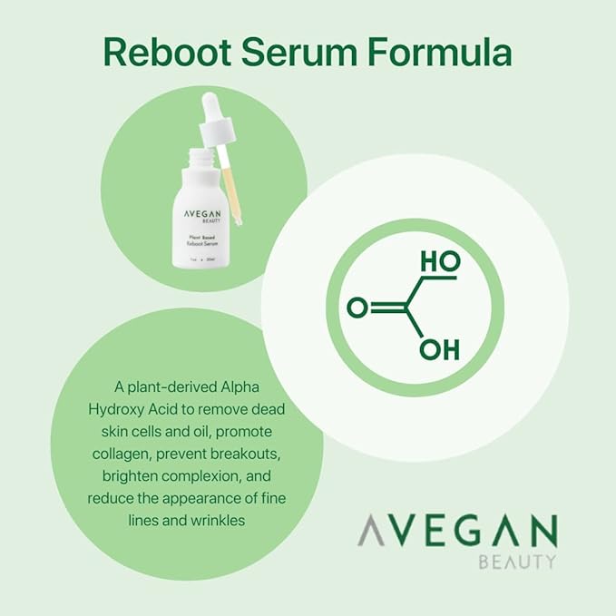 Ecco Bella Avegan Wellness Beauty Plant-Based Facial Serum for Glowing Skin – Face Gentle Exfoliating Blemish Spot Treatment with Alpha & Beta Hydroxy Acid