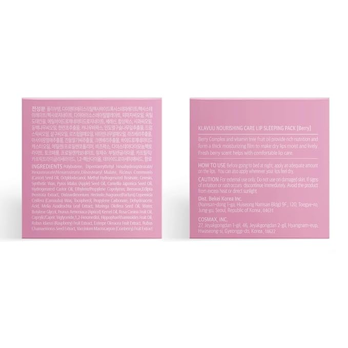 Klavuu Lip Mask Set (2PCS) – Overnight Deep Hydrating Korean Lip Balm Treatment for Very Dry, Chapped Lips | Lip Lightening & Plumping with Instant Hydration | Gentle Exfoliating (Berry & Vanilla)