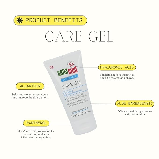 SEBAMED Clear Face Care Gel (50mL) with Aloe Vera and Hyaluronic Acid for Impure and Acne Prone Skin - Made in Germany