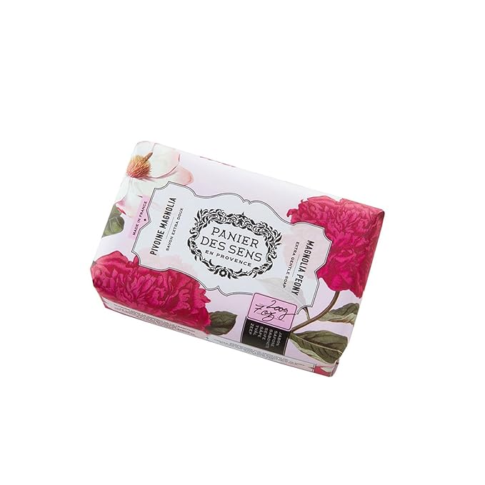 Panier des Sens Magnolia Peony Shea butter natural bar soap, bath & body soap bars - Made in France 95% natural - 2 bars, 7oz/200g each