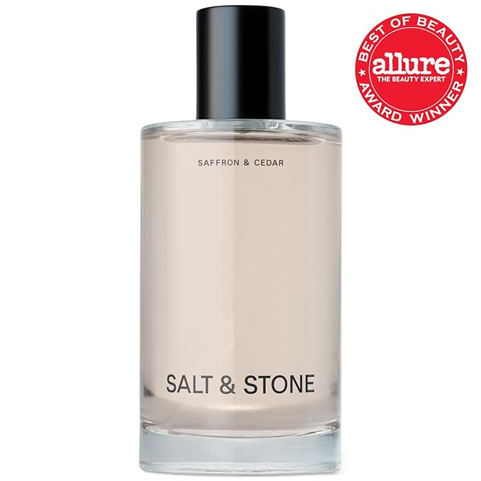 Salt & Stone Body Mist, Saffron & Cedar Scent, Skincare Infused Perfume Hair & Body Spray for Women and Men, Hydrating Fragrance with Glycerin and Red Algae, Vegan, Cruelty Free, 3.4 fl oz