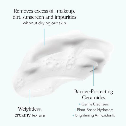 Bliss One & Done Daily Cream Facial Cleanser With Ceramides - Moisturizing Face Wash For Dry Skin - Cleanses & Removes Makeup in 1 Step- Clean, Vegan, Cruelty-Free, 6 Fl Oz