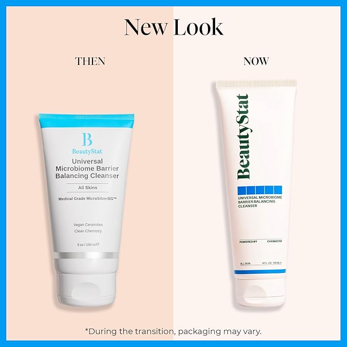BeautyStat Universal Microbiome Barrier Repair Purifying Cleanser - Gentle Detoxifying Cleanser with Medical Grade MicroSilverBG to Protect Skin and Promote a Healthy, Radiant Glow (4oz /120ml)