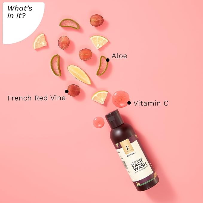 Pilgrim Red Vine Face Wash | Hydrating Cleanser with Retinol, Mulberry & Vitamin C | Removes Dirt, Impurities, Refreshes & Revitalizes Skin | For Soft, Radiant Glow | 3.38 Fl Oz (100ml)