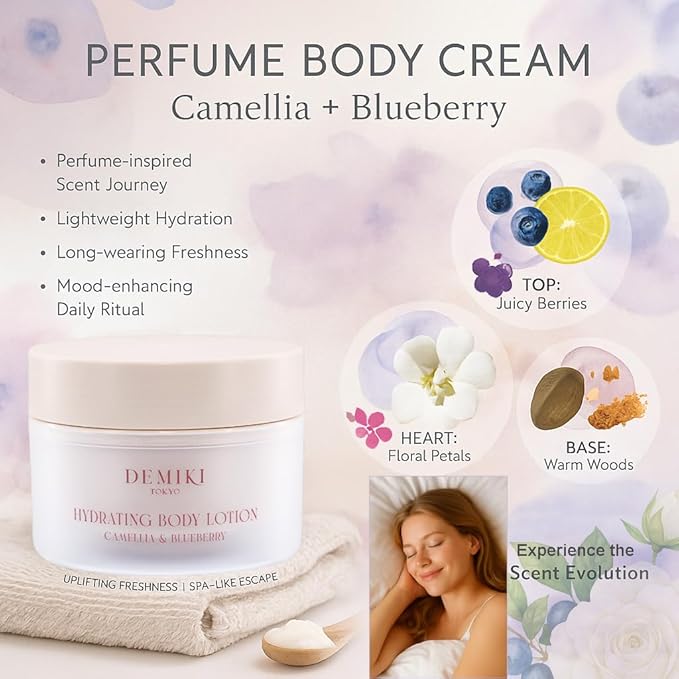 Body Lotion Moisturizer Skin Care with Squalane and Amino Acids - Japanese Body Lotion for Women, Beauty & Personal Care Body Cream, Perfume Moisturizer Skincare for Dry Skin 7.12fl.oz