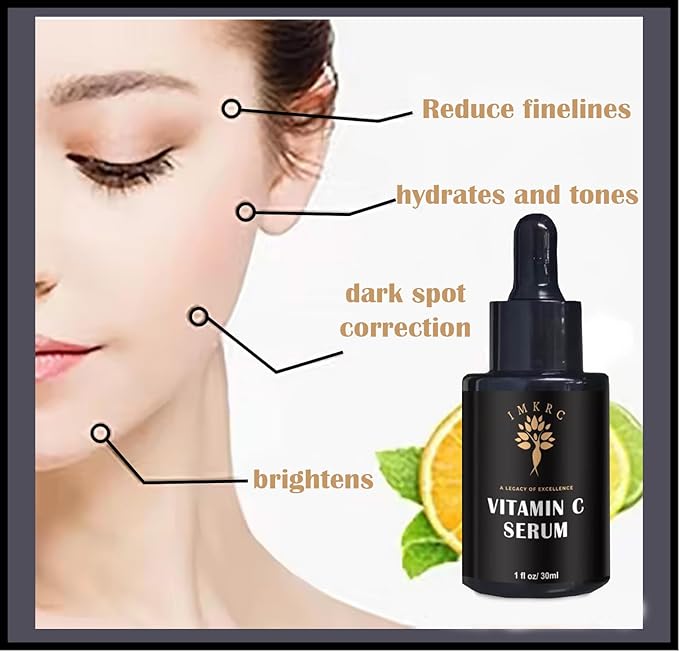 Vitamin C Serum, 20% L-Ascorbic Acid, with Hyaluronic Acid, Ferulic Acid, Vitamin E, 30ml
