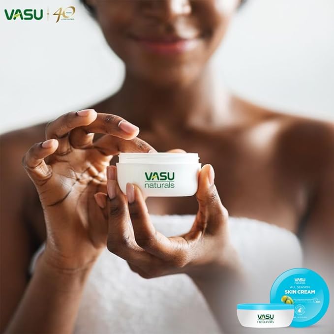 Vasu Naturals All Season Skin Cream, Lightweight Non-Greasy Face & Body Moisturizer with Shea Butter, for Dry, Sensitive & Normal Skin – 4.73 fl oz Each (Pack of 2)