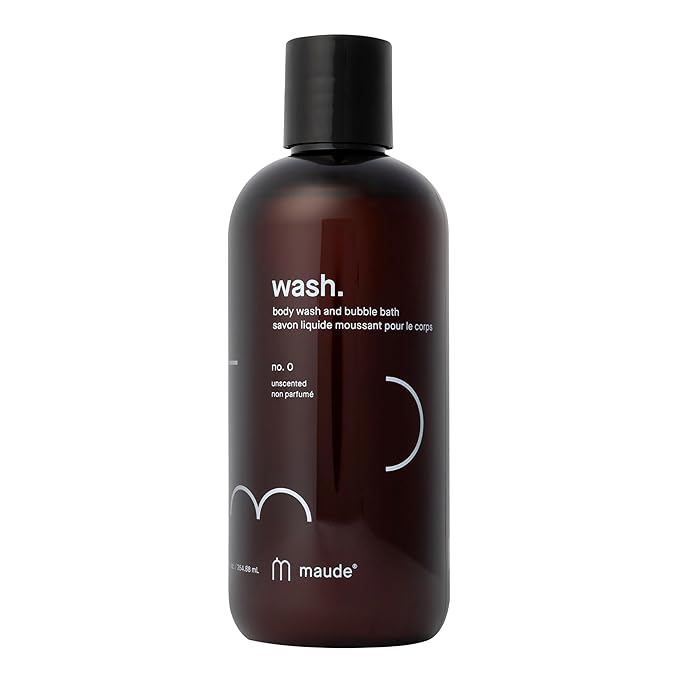 MAUDE Wash No. 0 - pH Balanced Moisturizing Body Wash & Bubble Bath - With Vitamin C & E for Whole-Body Skin & Feminine Care - Skin-Softening Shower Gel - Unscented (12 fl oz)