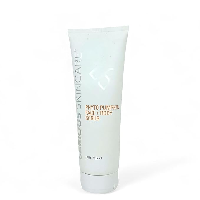 Serious Skincare Phyto Pumpkin Exfoliating Face + Body Scrub - Gently Exfoliates & Hydrates with Pumpkin Seed Oil, Moisturizing Almond Oil, Coconut Oil for Softer and More Radiant Skin 8 Fl. Oz.