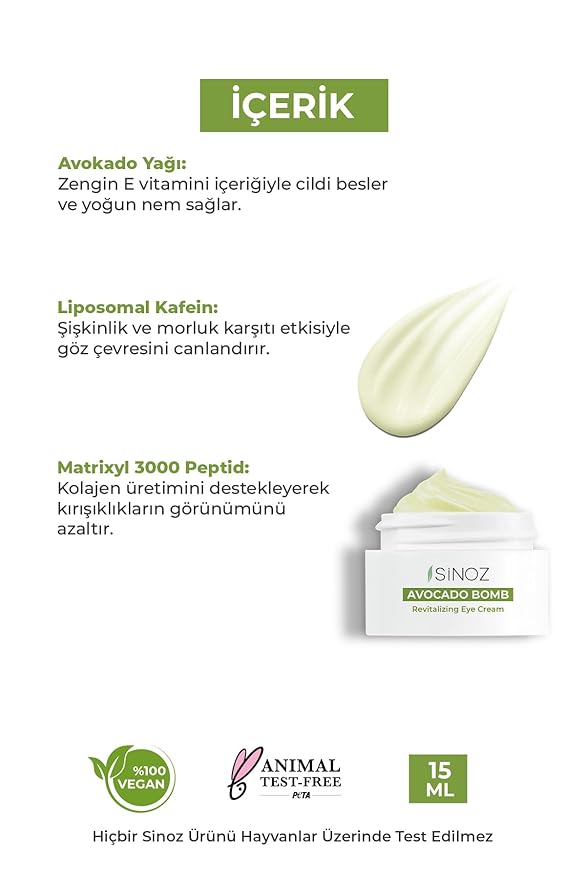 Avocado Eye Cream | Liposomal Caffeine & Matrixyl 3000 Peptides | Bright and Tight, Anti-Dark Circles, Eye Bags, Hydrating Under Eye Cream, Anti-Puffiness, Anti-Aging | 0.5 fl oz / 15 ml