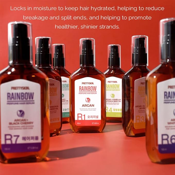 PRETTYSKIN Rainbow Perfume Vegan Nourishing Hair Serum with Long-Lasting White Musk Fragrance 100ml (R6 Hair perfume White Musk)