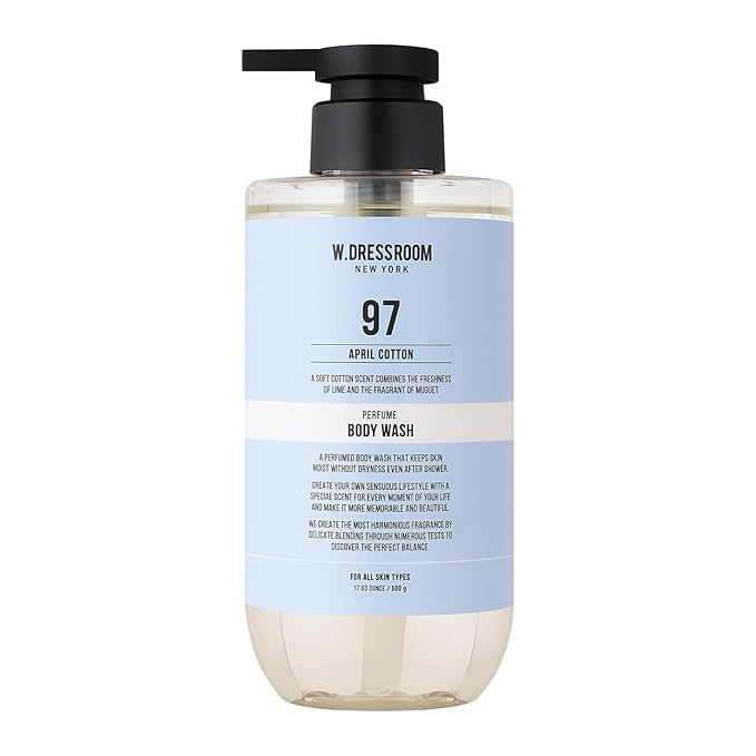 W.Dressroom No.97 April Cotton Perfumed Body Wash – Refreshing Citrus Musk Scent with Lime and Soft Vanilla, Moisturizing Shower Gel (16.9 fl oz)