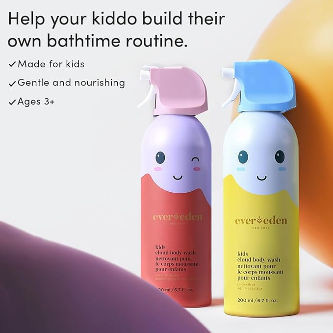 Evereden Kids Foam Soap, Cloud Body Wash (6.7 fl. oz., Juicy Citrus): Spray, Shape & Splash: The Fun, Fluffy Foam That Makes Bath Time Playtime, Hydrating Foaming Bath Soap for Sensitive Skin