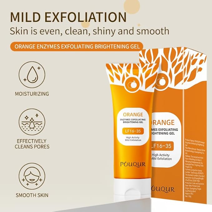 Orange Exfoliating Gel for Face and Body, Exfoliating Cleansing Gel Scrub, Remove Blackheads Moisturize Cleansing, Orange Enzymes Exfoliatings Gels All Types Skin (3PC, 3)