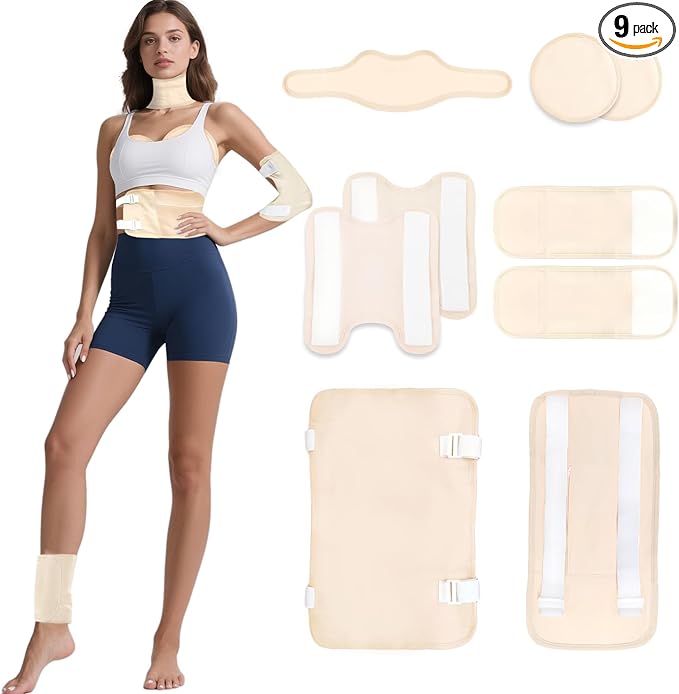 Castor Oil Pack Wrap 9-Piece Set for Women & Men â Full Body Detox & Pain Relief | Reusable Hot Cold Compress for Back, Knees, Feet, Chest, Neck | Organic, Leakproof & Adjustable