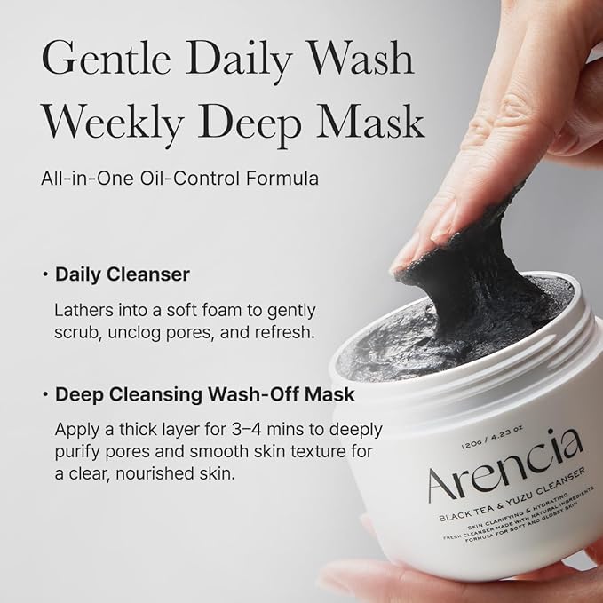 Black Tea Rice Mochi Face Cleanser, 120g, Pore Care, Sebum Control, Oily Skin