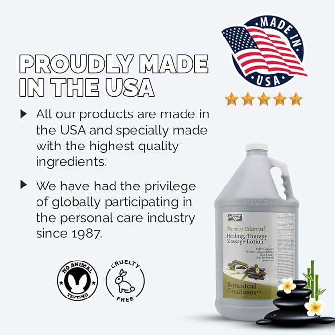 PRO NAIL - Healing Therapy Massage Lotion - Professional Pedicure, Body and Hot Oil Manicure, Infused with Natural Oils, Vitamins, Panthenol and Amino Acids (Bamboo Charcoal, 1 Gallon)