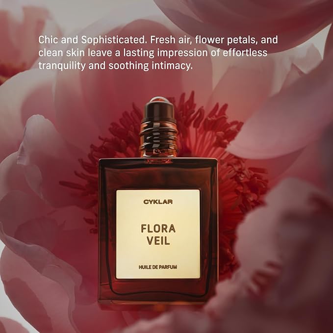 Perfume Oil Roll-On. Travel-Friendly Flora Veil Fragrance With Raspberry, Peony, and White Amber Notes. Long-Lasting Essential Oil Parfum For Women and Men. 0.5 Fl Oz Scented Rollerball Bottle