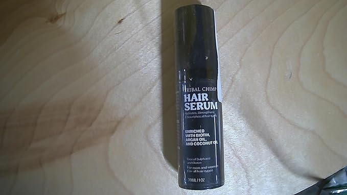 Tribal Chimp 1oz Hair Serum for Day and Night Hair Care - Argan Oil, Coconut Oil, and Biotin for Dry, Frizzy, and Damaged Hairs - Hydrating, Nourishing and Strengthening Serum