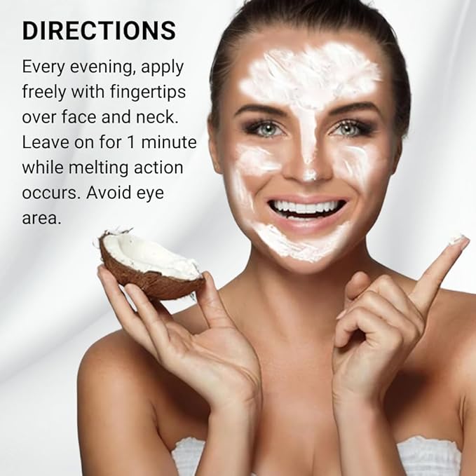 Coconut Cleansing Crème, Facial Cleanser & Makeup Remover, Balm Hydrates & Softens Sensitive, Dry & Mature Skin, 4 oz