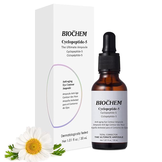 BIOCHEM Cyclopeptide-5 Anti-Aging Eye Contour Ampoule – Firming & Hydrating Serum with Hyaluronic Acid, Under-Eye Treatment, Reduces Bags, Fine Lines & Crow’s Feet – 1.01 fl. oz / 30 mL