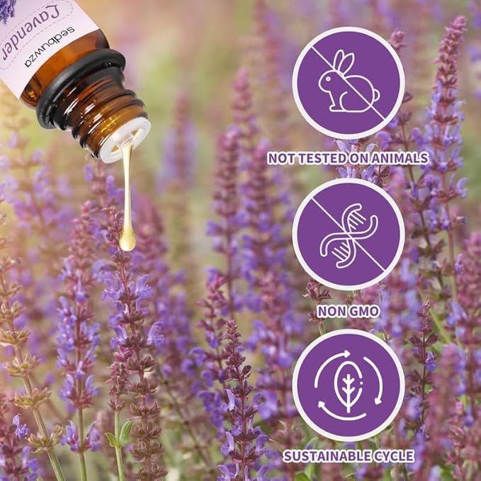Sedbuwza Rose Lavender Essential Oil Set, Rose Fragrance Oil Lavender Scent Oil Set for Diffuser, Aromatherapy, Massage, Soap, Candle Making 2 x 10 ml