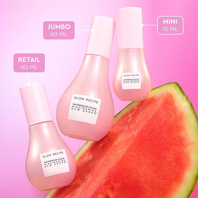Glow Recipe Watermelon Niacinamide Dew Drops - Brightening, Plumping Hydrating Face Serum, Makeup Primer + Liquid Highlighter with Hyaluronic Acid - Dewy & Glowing Korean Skin Care (40ml)