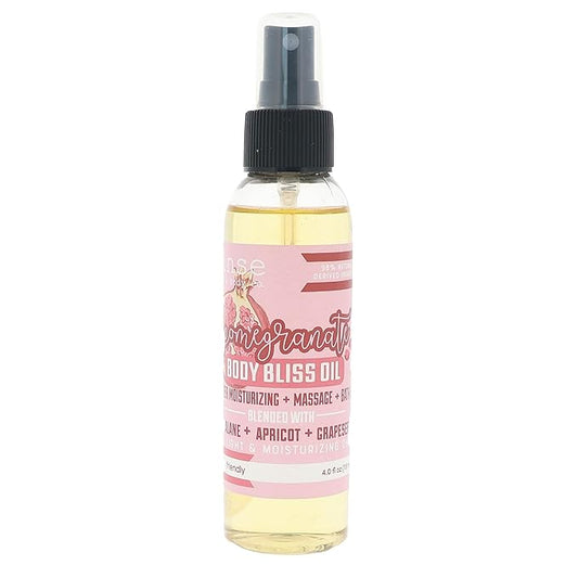 Rinse Bath & Body Pomegranate Body Oil Moisturizer Spray - Natural, Light & Fast Absorbing | Squalane, Grapeseed & Apricot Oil | All Skin Types | Shower & Massage | Vitamin E | Handmade | 4floz