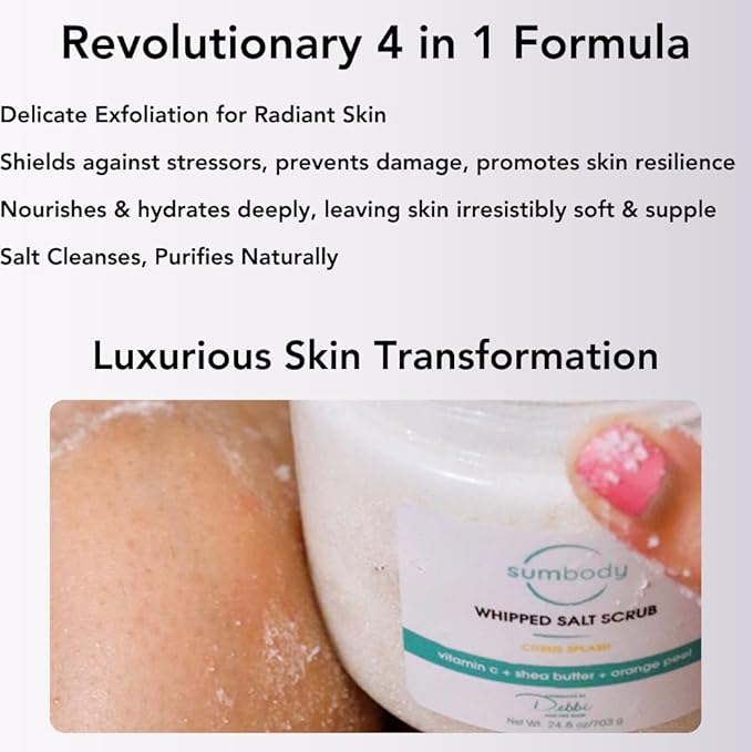 Exfoliating Body Scrub (21oz) Vitamin C, Citrus, All Natural, USA Made, Self Care Gifts For Women, Teens, Men Sensitive Skin Nourishing, Hydrating, Non-Toxic