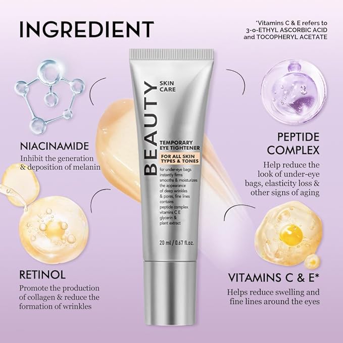 Instant Eye Tightener Cream, Under Eye Bags Treatment, Fine Lines and Wrinkles, Easy-Wear Formula, 0.67 Fl Oz
