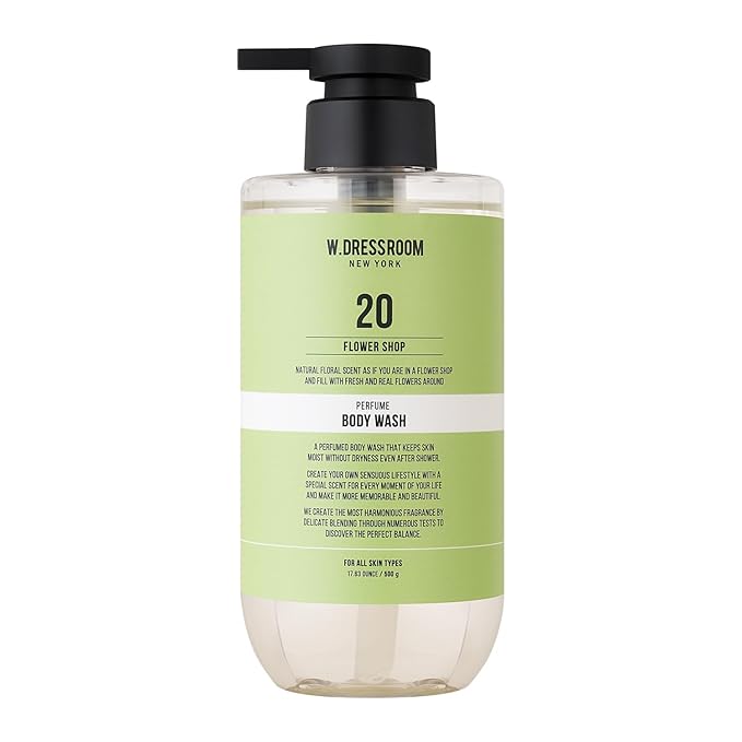W.Dressroom Perfume Body Wash, Moisturizing Cleanser with Refreshing Scent, Gentle Hydrating Shower Gel, Korean Skincare, No.20 Flower Shop Scent, 16.9 fl oz (500 ml)