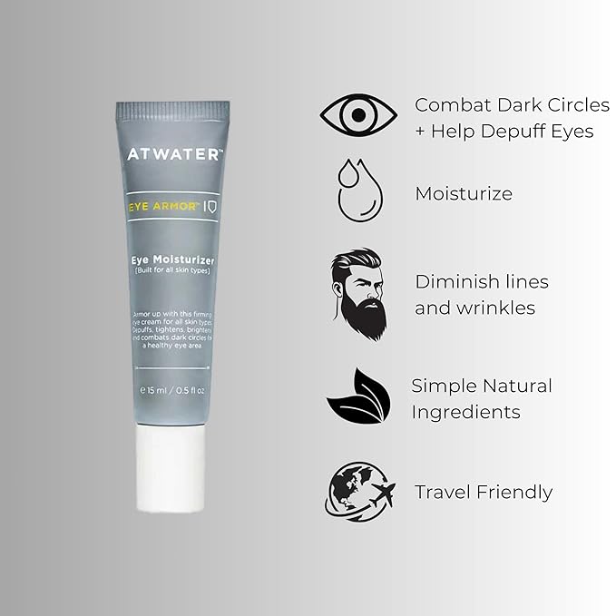 ATWATER Men's Eye Cream, Anti-Aging Under Eye Treatment for Dark Circles, Puffiness and Fine Lines, Hydrating Face Moisturizer for Men - 0.5 oz