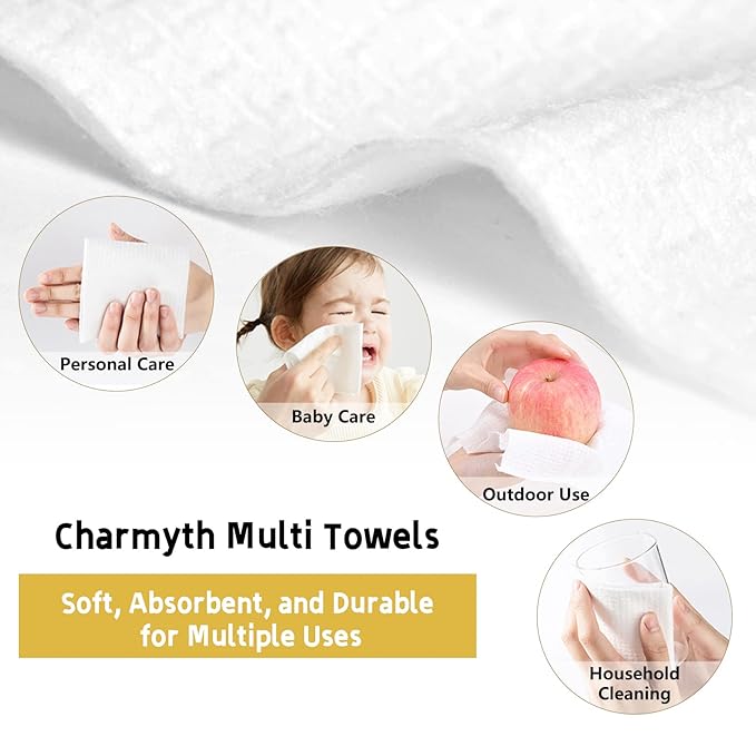 Disposable Face Towels 30 Count Extra Thick, Soft & Skin-Friendly Makeup Remover Wipes - Organic, Cruelty-Free, Degradable Dry Towels for Sensitive Skin
