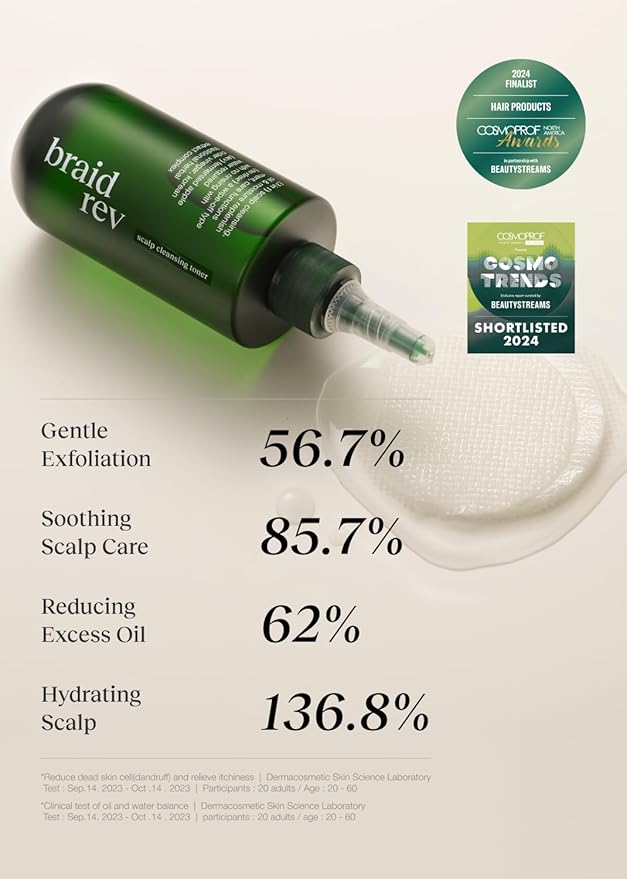 Scalp Cleansing Toner with Apple Cider Vinegar for Braiding Hair, No-Rinse Moisturizing Scalp Exfoliator, 6.76 Fl Oz