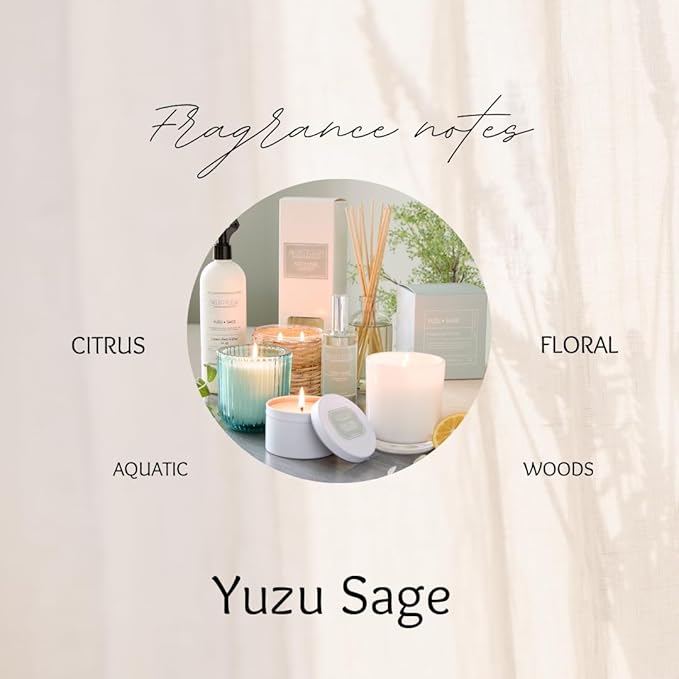 Field + Fleur by Hillhouse Naturals Yuzu Sage Linen Refresher Mist 15.5oz - Fresh Home Fragrance Spray for Bedding, Sofas & Clothes - Yuzu, Mandarin, Sage & Eucalyptus - Made in the USA