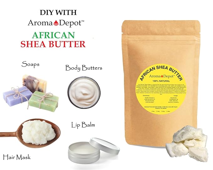 Raw African Black Soap & Shea butter 1 lb Combo Pack Cleanser and Moisturizer Set 100% Raw-Pure Unrefined I For all skin types I Can be used for Hair, Body and Face I Imported from Ghana I