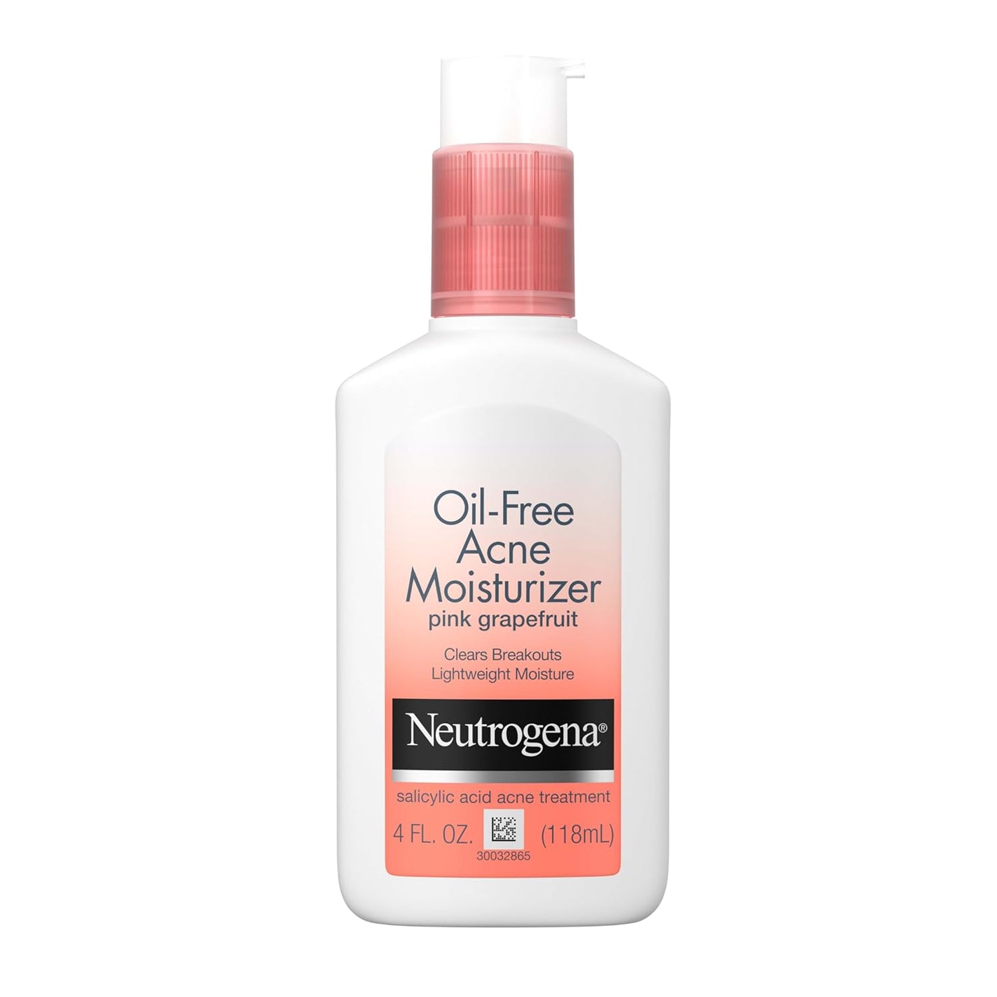 Oil-Free Acne Moisturizer with 0.5% Salicylic Acid β Pink Grapefruit Face Lotion for Acne-Prone Skin, Non-Greasy & Non-Comedogenic, 4 Fl. Oz