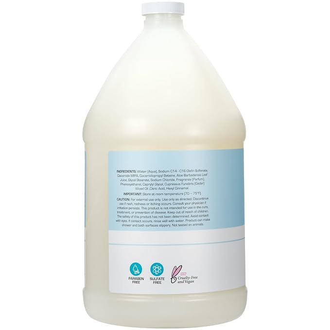 Ginger Lily Farms Club & Fitness Nourishing Body Wash, 100% Vegan & Cruelty-Free, Bath & Shower Gel for Men and Women, Rain Water Scent, 1 Gallon (128 fl. oz.) Refill