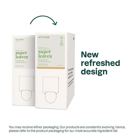 ATTITUDE Body Wash with Essential Oils, EWG Verified Shower Gel, Dermatologically Tested, Plant and Mineral-Based, Vegan Personal Care, Bergamot and Ylang Ylang, Bulk Refill, 67.62 Fl Oz