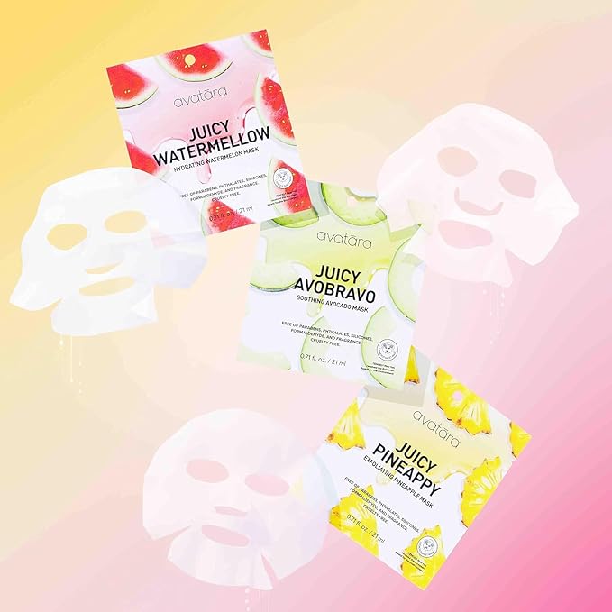 Avatara All-Stars 8-Pack Sheet Mask Set, Beauty and Skincare Face Masks Collection | Natural Extracts | Hydrating Skin Care Set, All Skin Types | Packaging May Vary