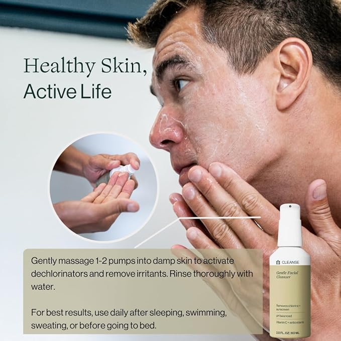 Dermasport Skin Care Set for Athletes: SPF 50 Sport Face Sunscreen & Gentle Facial Cleanser - Essential Duo for Pre and Post-Swim Protection & Nourishment, Designed for Smooth, Youthful Skin