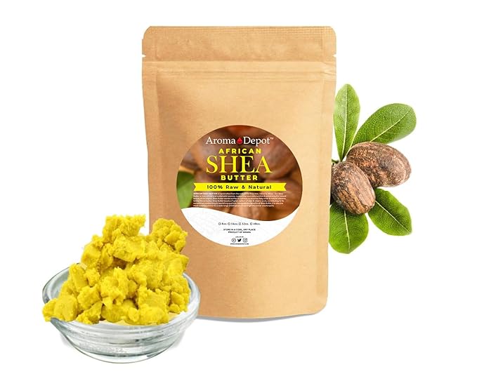 Raw African Black Soap & Shea Butter Yellow 2 lbs. COMBO PACK Cleanser and Moisturizer Set 100% Raw-Pure Unrefined I For all skin types I For Hair, Body and Face I Imported from Ghana I