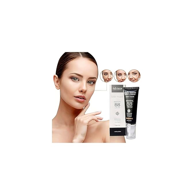 Bellaterra Cosmetics BB Cream - Tinted Moisturizer, Mineral Foundation Makeup, Light 102 | Skin Perfector, 1.69 oz