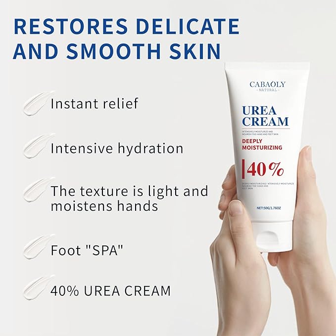 Urea Cream 40% is suitable for the repair and care of dry and cracked feet, heels, knees, elbows and hands. Portable hand cream with moisturizing properties