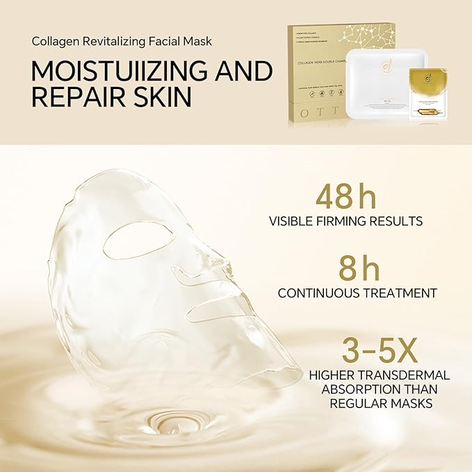 Bioactive Collagen Revitalizing Facial Mask for Women & Men Skin Care SPA,10+10 Packs Separated Essence and Powder Membrane, Moisturizing,Soothing,Repair,Firming, Anti-Aging (10 pairs)