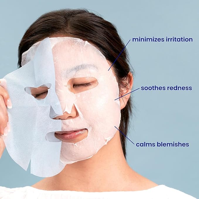 FACETORY K Beauty Face Mask Skin Care - CALMING Sheet Mask for ACNE-PRONE Skin with Heartleaf Extract | Calms Redness Smoothes Texture (5 Pack)